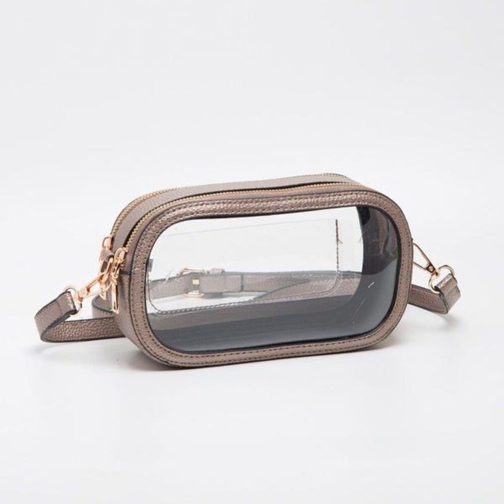 Women's Bag BRONZE Crossbody Stadium Approved Festival Double Zipper Superbowl